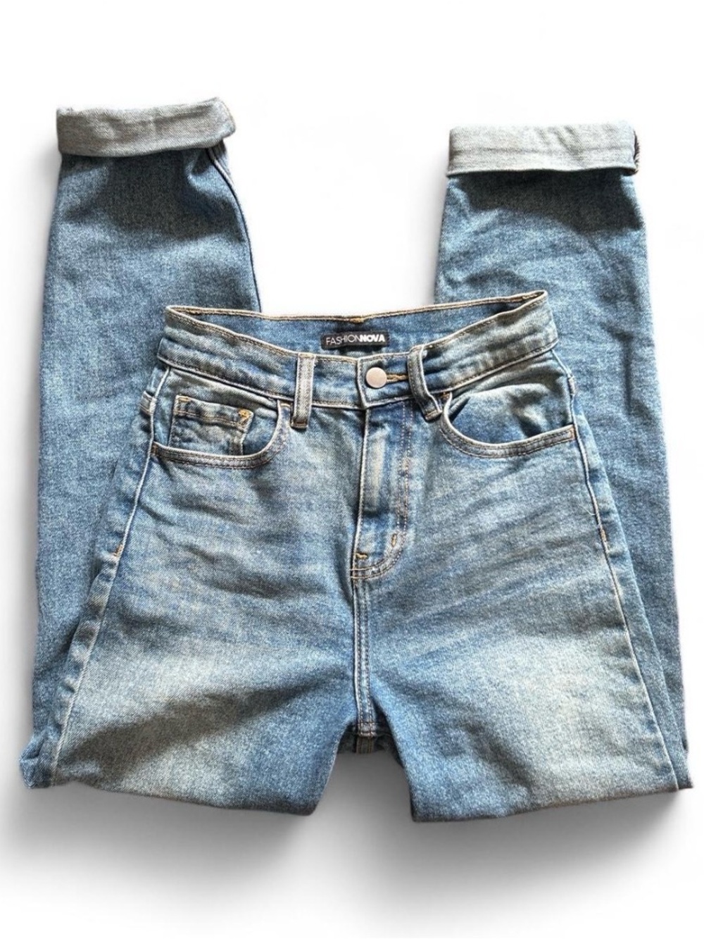 Fashion Nova Light Blue High-Rise Vintage Wash Jeans